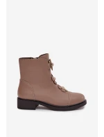 Dámské boty Jezzi – zateplené s dekorativními květinami, béžové