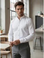 Pánská neformální košile SLIM FIT se stojáčkem bílá FashionStreet DX2608 Pánská neformální košile SLIM FIT se stojáčkem bílá FashionStreet DX2608