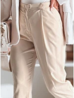Ležérní dámské plisované kalhoty s páskem PLISSO beige FashionStreet UY2516