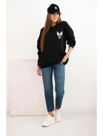 Dámská oversize mikina z bavlny s barevnými křídly na zádech černá