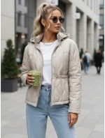 Dámská prošívaná bunda s kapucí světle šedá FashionStreet TY5535