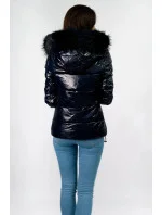 Tmavě modrá lakovaná dámská prošívaná bunda (7693) Tmavě modrá lakovaná dámská prošívaná bunda (7693)