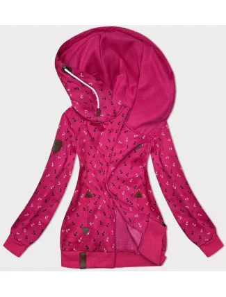 Růžová hrubší mikina se šikmým zipem a se vzorem kotev (2308) Růžová hrubší mikina se šikmým zipem a se vzorem kotev (2308)