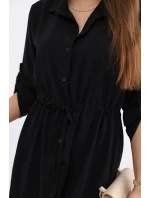 Šaty se zapínáním na knoflíky a zavazováním v pase černý