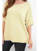 Dámská bavlněná pruhovaná halenka s krátkým rukávem žlutá