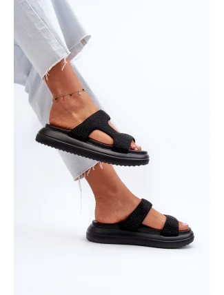 Ozdobené dámské sandály na platformě černé Jestella