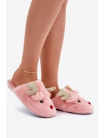 Vánoční Pantofle S Motivem Sobů Kožešinové Růžové Asielle Vánoční Pantofle S Motivem Sobů Kožešinové Růžové Asielle