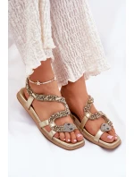 Dámské sandály se zdobením had eko kůže Artiker 56C1362 zlaté Dámské sandály se zdobením had eko kůže Artiker 56C1362 zlaté