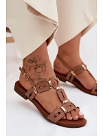 Dámské sandály Ploché Světle hnědé PL61-0903