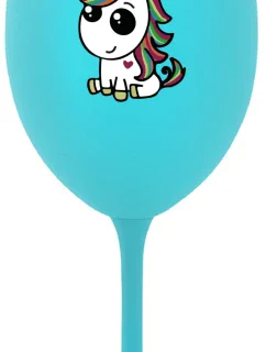 DUHOVÝ JEDNOROŽEC - tyrkysový pohár na víno 350 ml