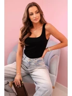 Dámská halenka na ramínka s výstřihem černý