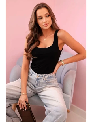 Dámská halenka na ramínka s výstřihem černý