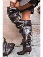 Vkládací dámské kozačky na podpatku čokoládové Ysolienne Vkládací dámské kozačky na podpatku čokoládové Ysolienne