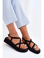 Sandály na platformě s zlatým detailem Černé Olmira