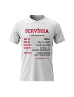 Dámské bavlněné tričko s potiskem - HODINOVÁ SAZBA SERVÍRKA - bílé