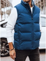 Pánská prošívaná modrá vesta FashionStreet TX4569 Pánská prošívaná modrá vesta FashionStreet TX4569