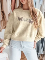 Dámská oversize mikina s kravatou v barvě motýla SPARKI ecru FashionStreet BY1404