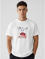 Pánské bavlněné tričko oversize s potiskem bílé FashionStreet NX1007R Pánské bavlněné tričko oversize s potiskem bílé FashionStreet NX1007R