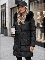 Dámská zimní prošívaná bunda s kapucí, černá, FashionStreet TY5824