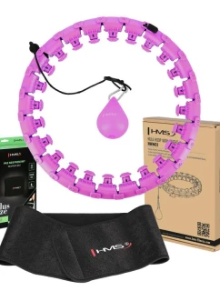 HULA HOP SET HHW12 FIALOVÝ S VÝSTUPKY A ZÁVAŽÍMI HMS + OPASEK BR163 ČERNÝ PLUS SIZE