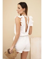 Dámský mušelínový overal s volány ecru