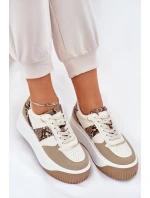 Dámské Tenisky Na Masivní Platformě Zvířecí Vzor Béžové Telanila