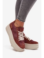 Semišové tenisky na masivní platformě Zazoo N1270S3 Fialové