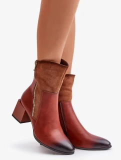 Zateplené Dámské Kotníkové Boty Na Podpatku Hnědé Relabina