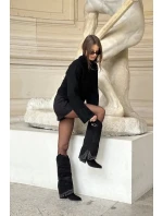 Kozačky s ohrnutým svrškem na podpatku černé Iveliri