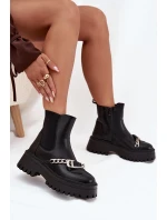 Dámské kotníkové boty Marvella na platformě s řetízkem – černé Dámské kotníkové boty Marvella na platformě s řetízkem – černé