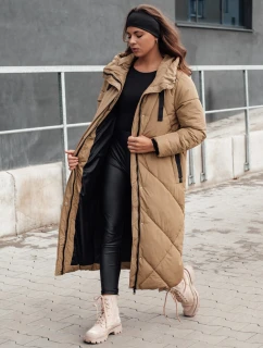 Dámská zimní dlouhá prošívaná bunda s kapucí STREETFIT béžová FashionStreet TY4600