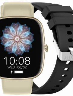 Dámské chytré hodinky GRAVITY GT18-7 béžový silikonový řemínek + černý řemínek