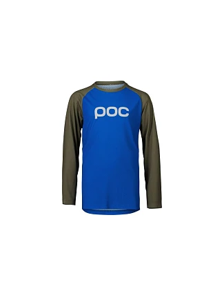 Cyklistické tričko POC Y's Essential MTB LS Jersey, modrozelené