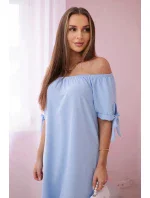 Šaty svázané na rukávech modré