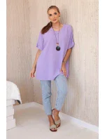 Oversized halenka s přívěskem světle fialová Oversized halenka s přívěskem světle fialová