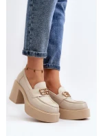 Zazoo 20170 Dámská kožená obuv na podpatku světle béžové