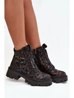 Dámské botky Artiker – černá/zlatá ozdobou, zateplené