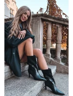 Dámské kotníkové boty na jehlovém podpatku z eko kůže Norell – černé