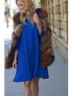 Dámské šaty na denní nošení ve volném střihu středně dlouhé modré - Modrá - Makadamia