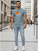 Pánské bavlněné tričko s potiskem automobilů petrol FashionStreet NX5091R