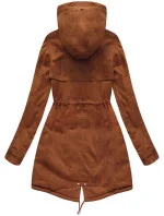 Bavlněná dámská zimní bunda parka v karamelové barvě s kožešinou (xw793x)