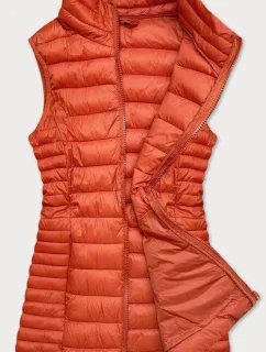 Prošívaná dámská vesta v cihlové barvě (23038)