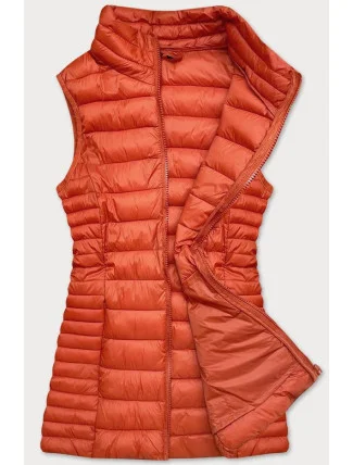 Prošívaná dámská vesta v cihlové barvě (23038)