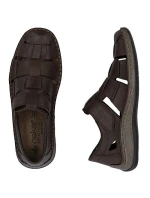 Pánské hnědé prolamované kožené polobotky Rieker 05281-25