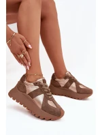 Dámské Zateplené Sneakersy Na Platformě Big Star OO274A218 HI-POLY SYSTEM Hnědé