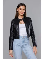 Krátká černá bunda ramoneska se stojáčkem (11Z8038) Krátká černá bunda ramoneska se stojáčkem (11Z8038)