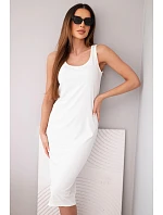 Dámské viskózové žebrované šaty na ramínkách ecru