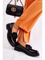 Dámské kalhoty lakované s mašlí Černý Laurent