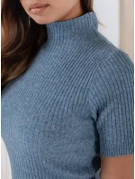 Dámský žebrovaný svetr s krátkým rukávem GIRLGLORY blue FashionStreet MY2555