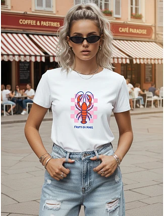 Dámské bavlněné tričko s potiskem, bílé, FashionStreet NX8036RY